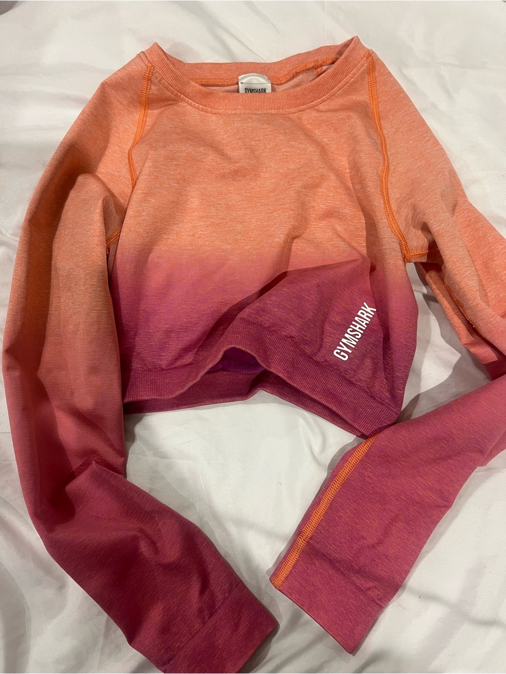 Gymshark Women's Ombre Crewneck Cropped Sweater - Orange to Pink